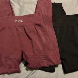 PINK Victoria's Secret Kids Leggings - Maroon and Black